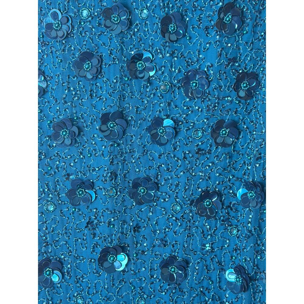 NWT Adrianna Papell Floral Beaded Blue Gown Mother of Bride Wedding Guest Dress - Picture 10 of 16